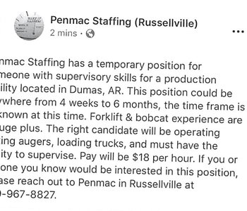 Penmac Staffing Position Available